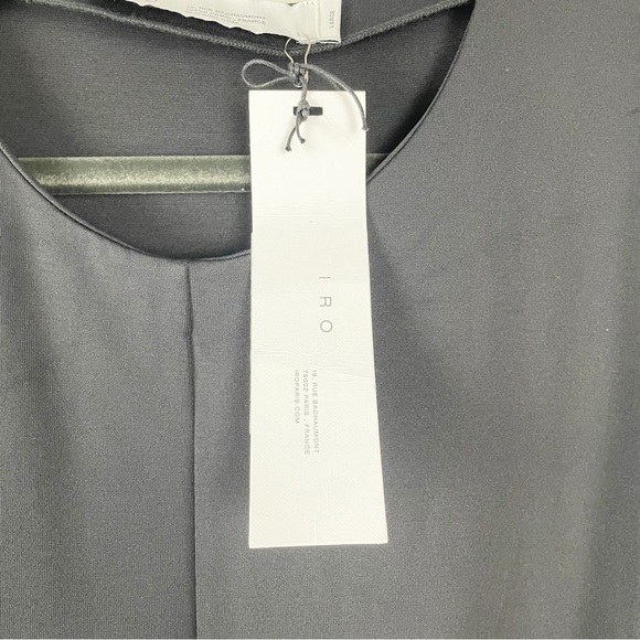 IRO Pearls Draped Mini Dress Solid Black Large Cocktail Party Casual - Picture 4 of 8